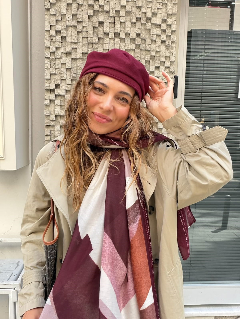 Geometrik Desenli Kaşmir Dokulu Şal Bordo