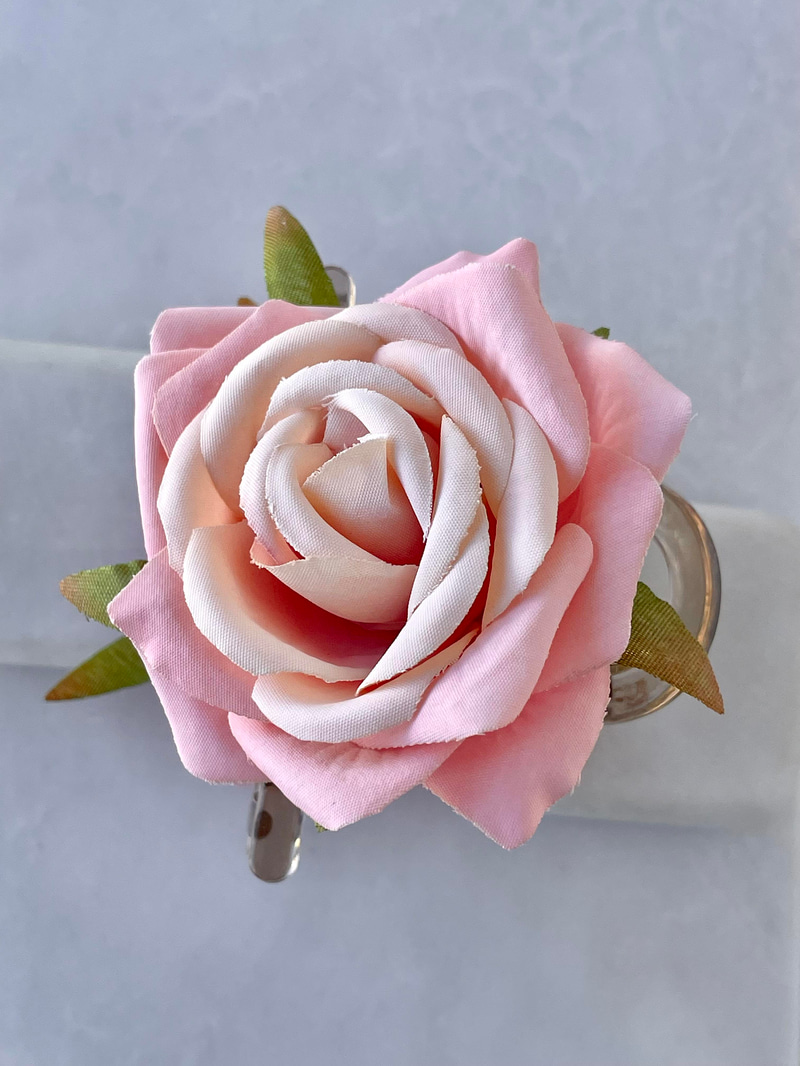 Yapraklı Gül Mandal Toka Pembe