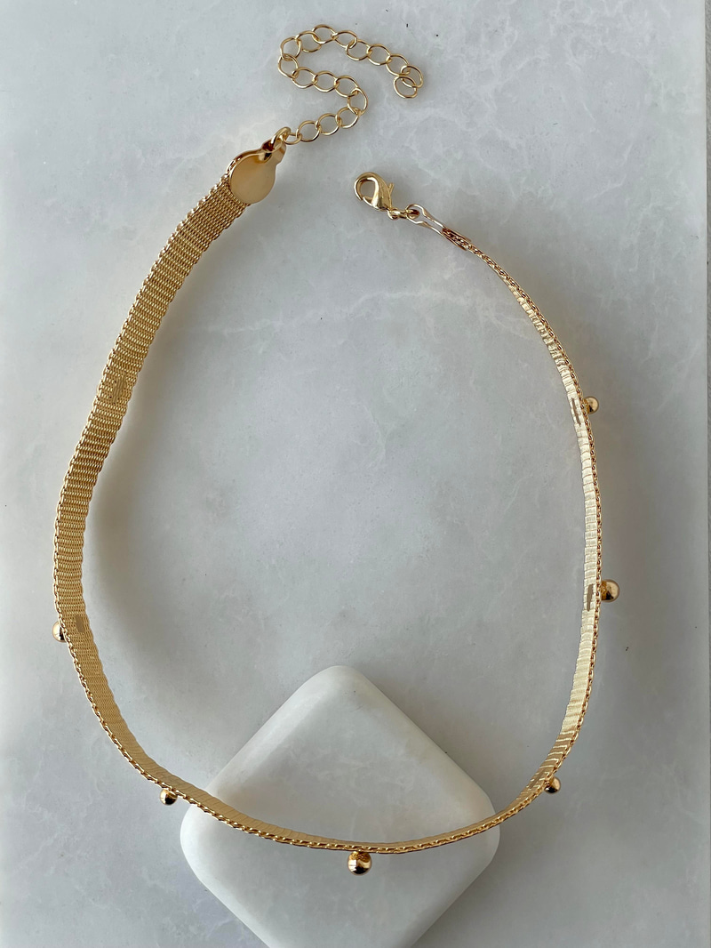 Altın Kaplama Topçuklu Hasır Kolye Gold