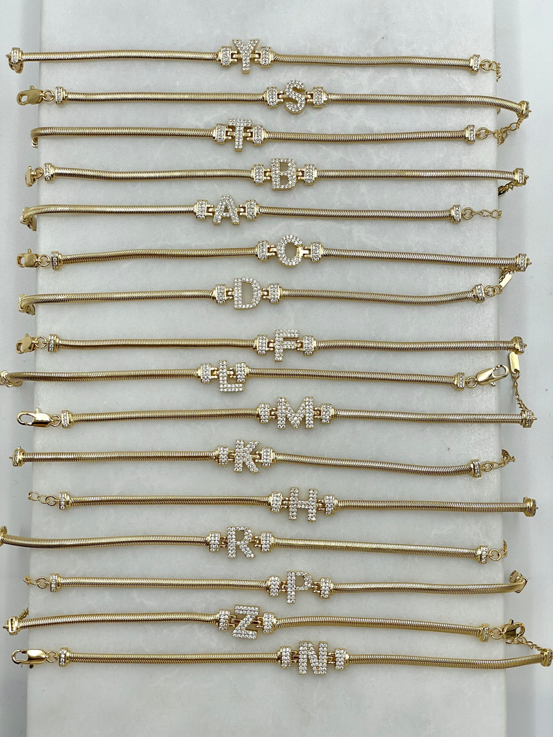 Altın Kaplama Yılan Zincir Harf Bileklik Gold