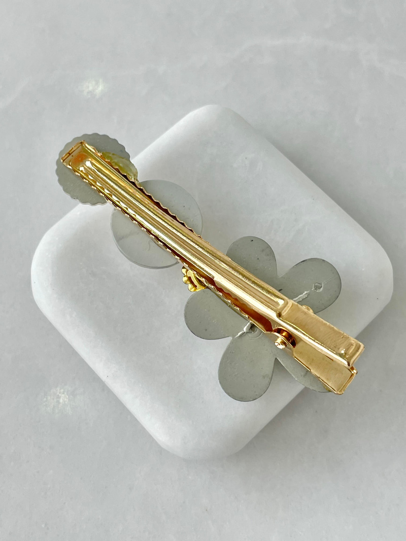 İncili Mavi Papatya Pens Toka Gold