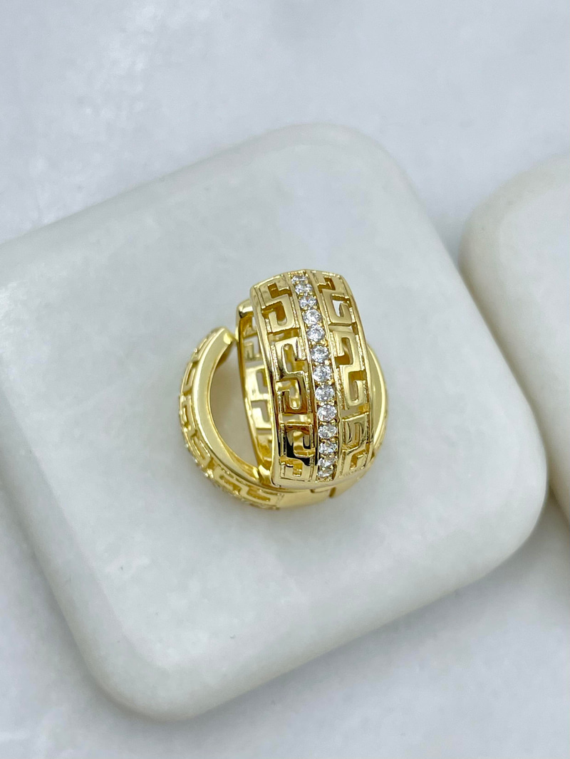 Özel Seri Kristal Taşlı Etnik Model Halka Küpe Gold