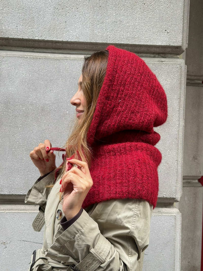 Yumuşak Dokulu Düğmeli Balaclava Kırmızı
