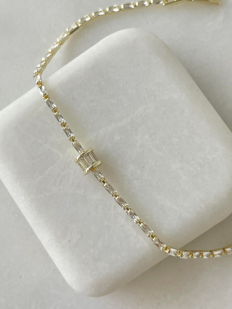 Altın Kaplama Baget Taşlı Silindir Bileklik Gold