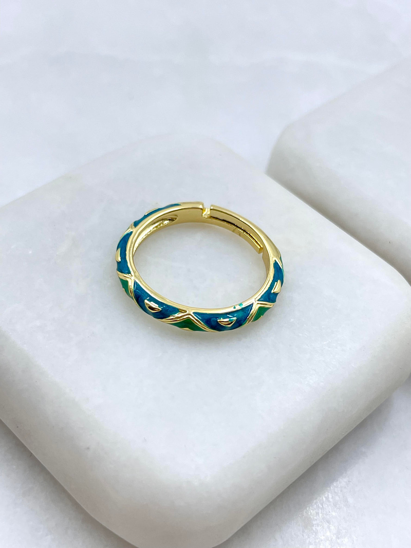 Altın Kaplama Yeşil Mineli Yüzük Gold