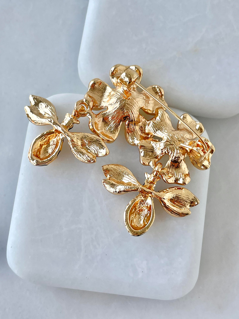 İkili Arı Sallantılı Broş Gold