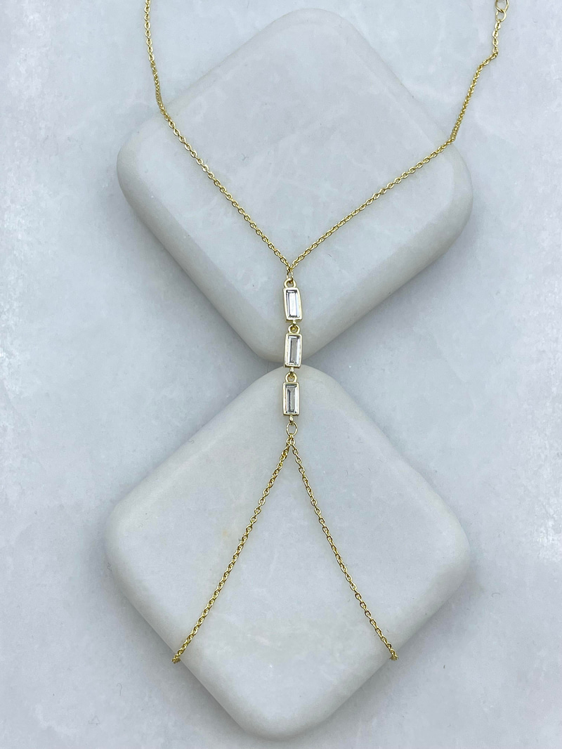 Altın Kaplama Baget Taşlı Minimal Şahmeran Gold