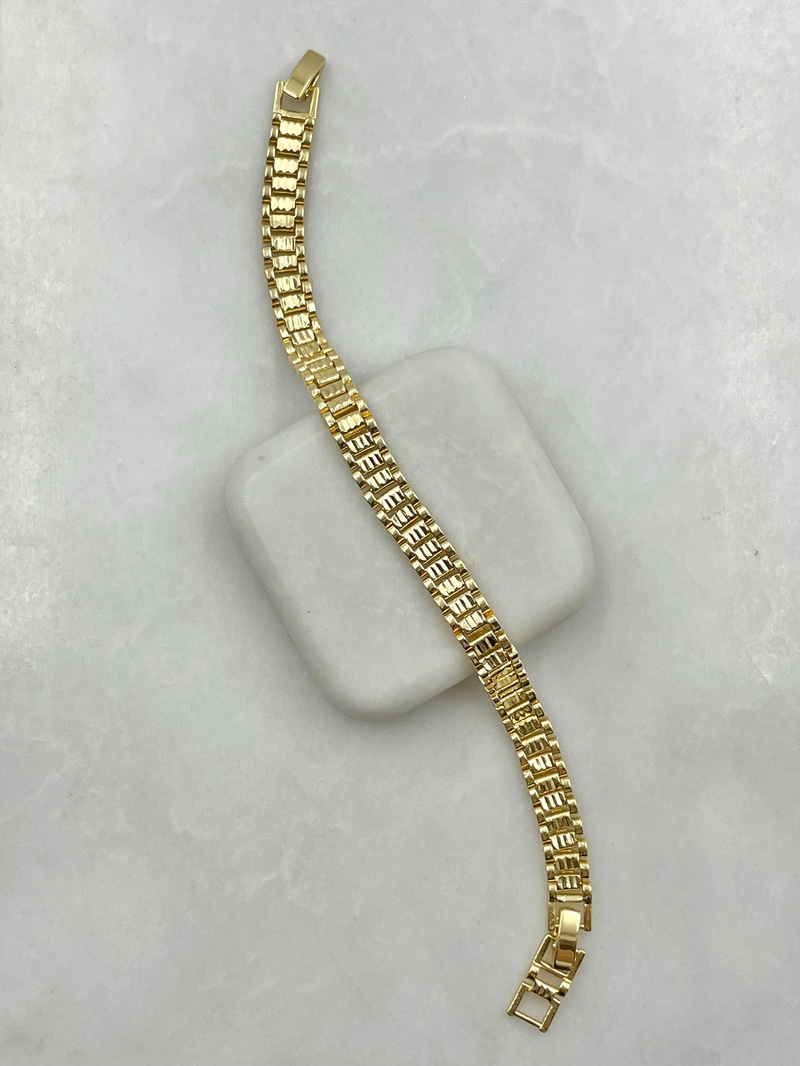 Lazer Kesim Kordon Bileklik Gold
