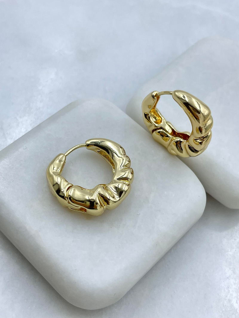 Altın Kaplama Tasarım Halka Küpe Gold