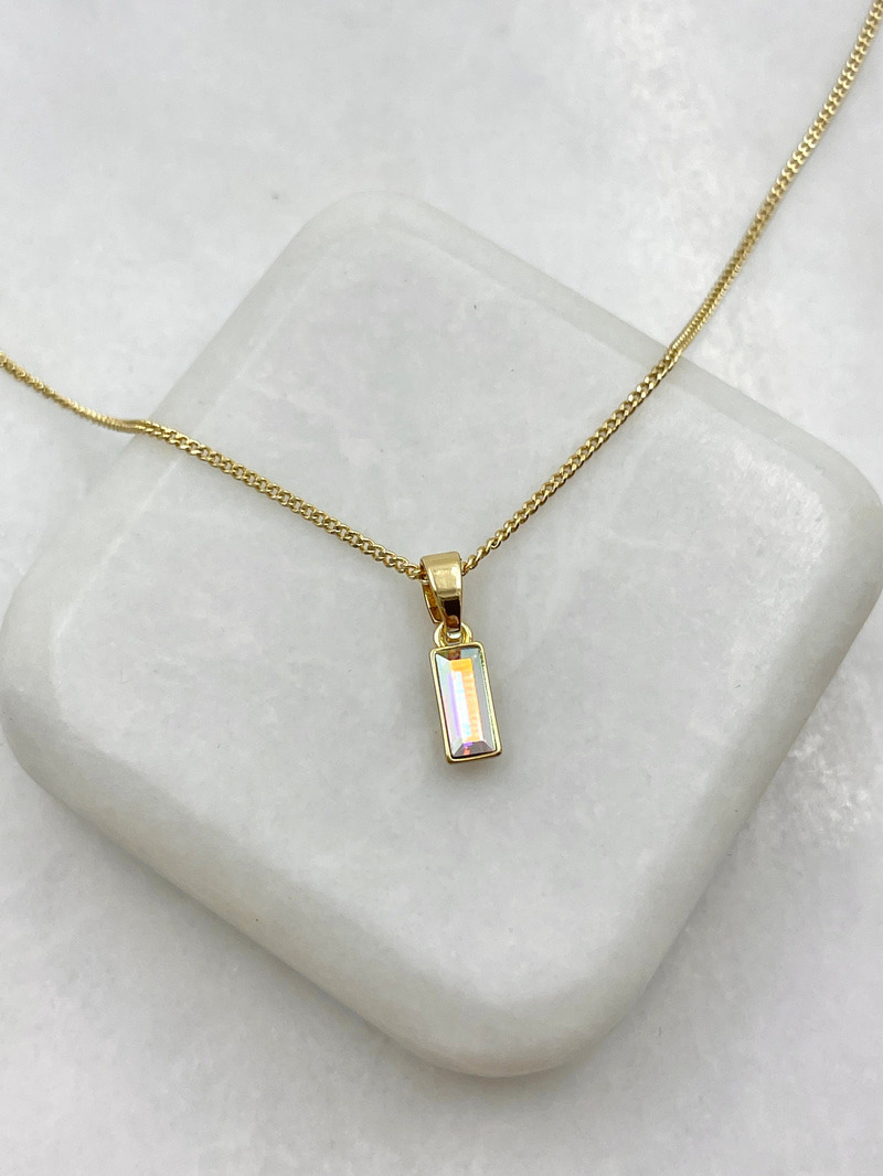 Özel Seri Minimal Swarovski Sallantılı Kolye 45 cm Gold