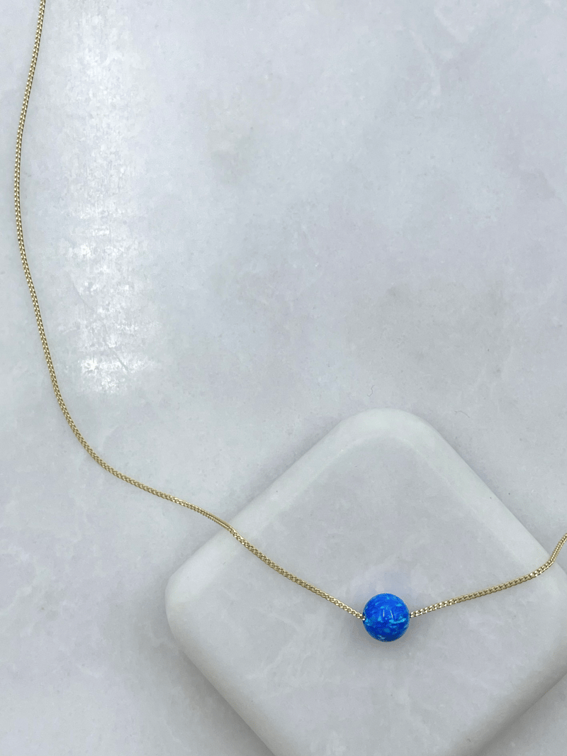 Özel Seri Opal  Taş Kolye 45 cm Gold