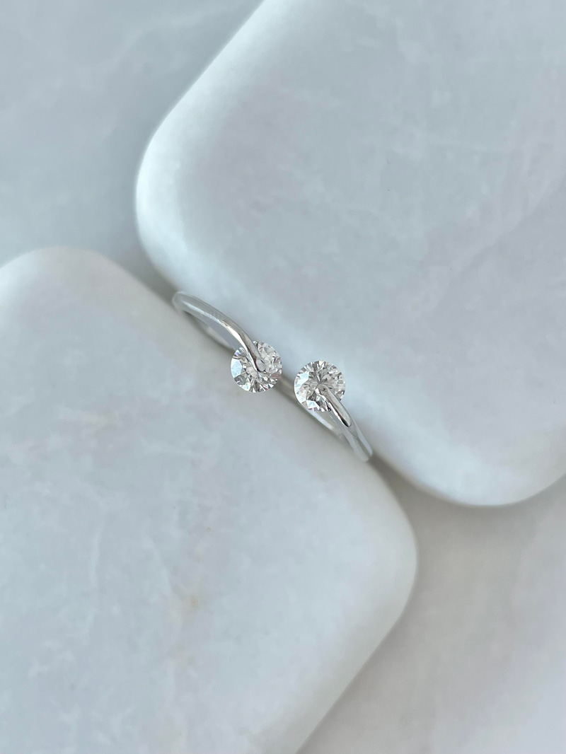 Altın Kaplama İkili Kristal Taşlı Minimal Yüzük Gümüş