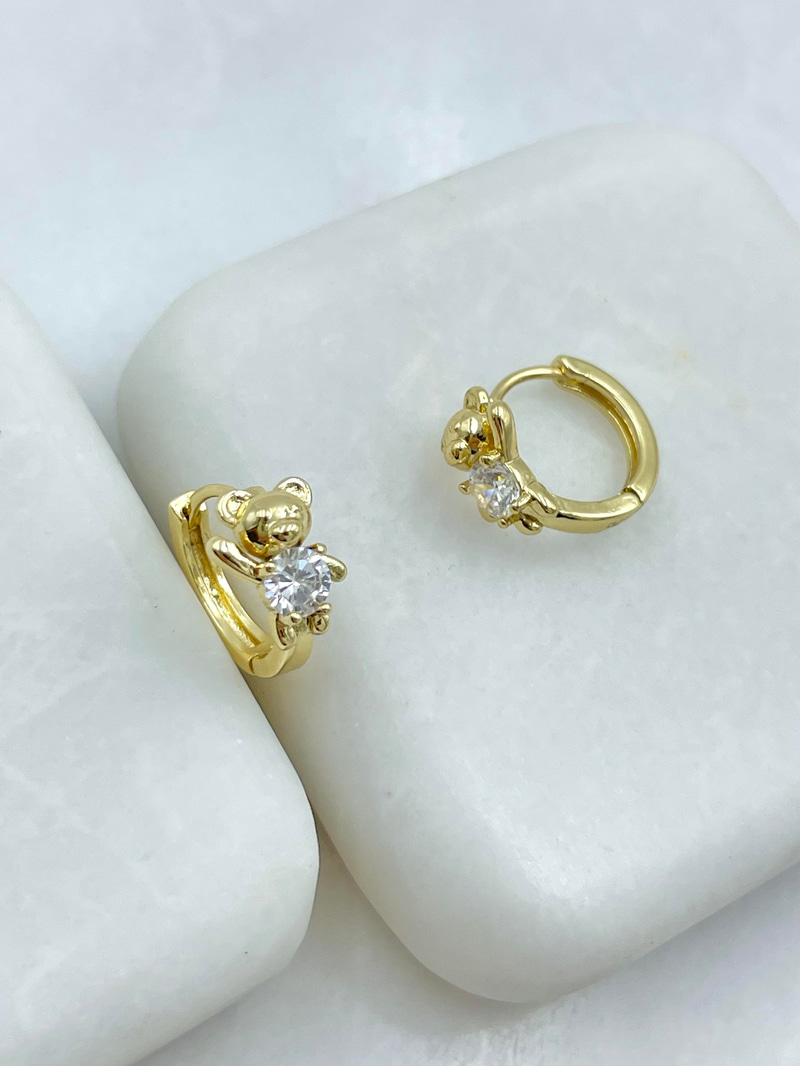 Özel Seri Zirkon Taşlı Ayıcık Küpe Gold