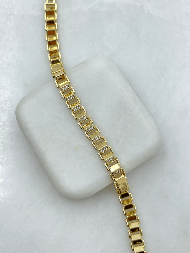 Özel Seri Zirkon Taşlı Tasarım Bileklik Gold
