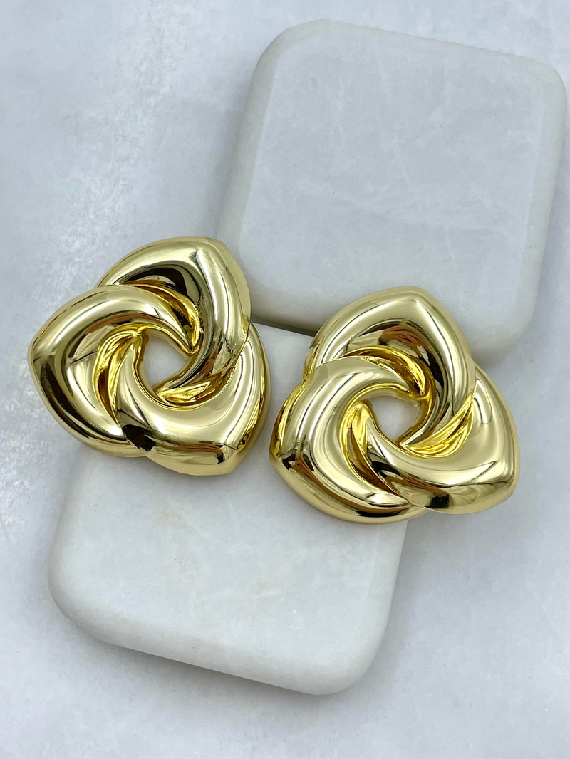 Altın Kaplama İç İçe OVal Küpe Gold