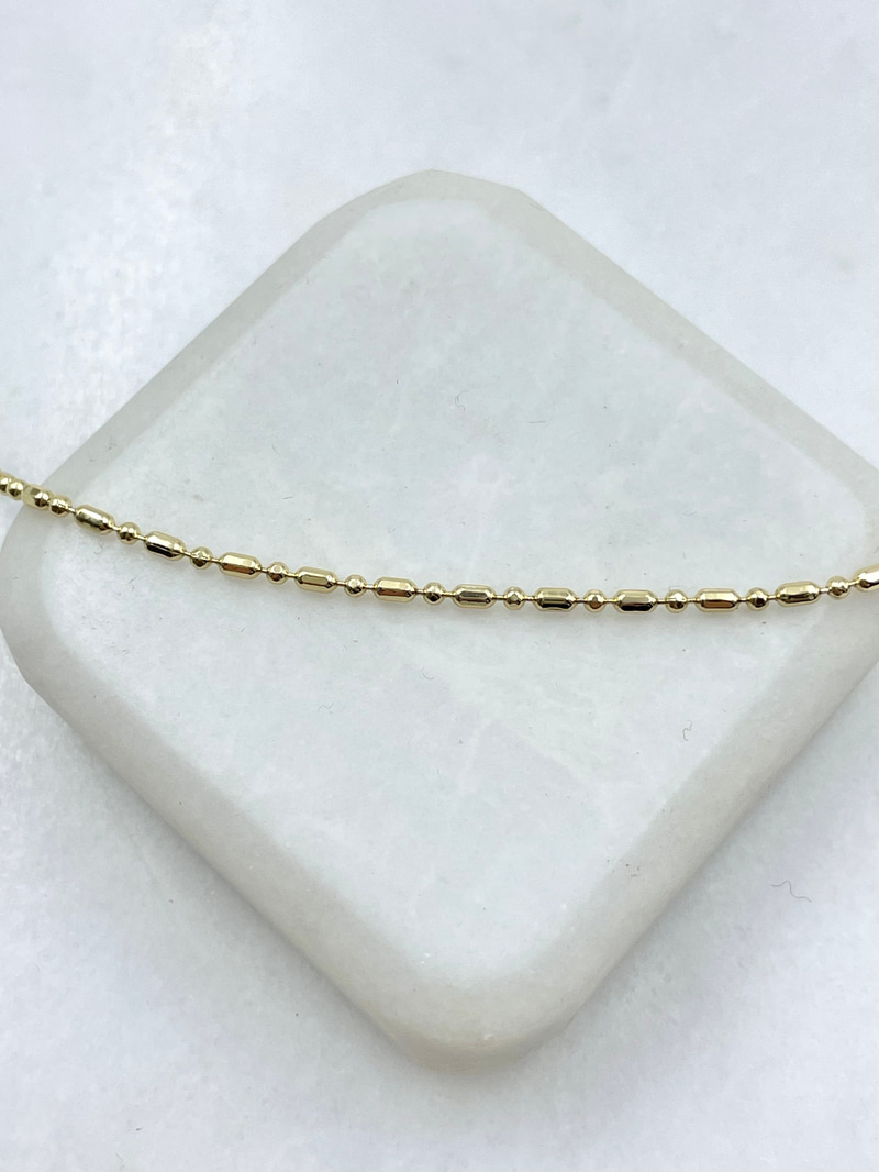 Topçuk Ve Silindir Zincir Kolye 60 cm Gold