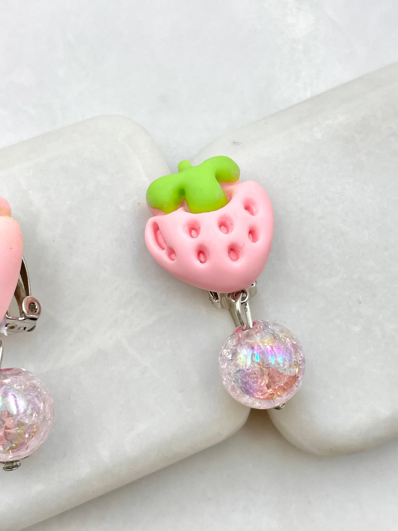 Pembe Çilek Çocuk Küpesi Renkli
