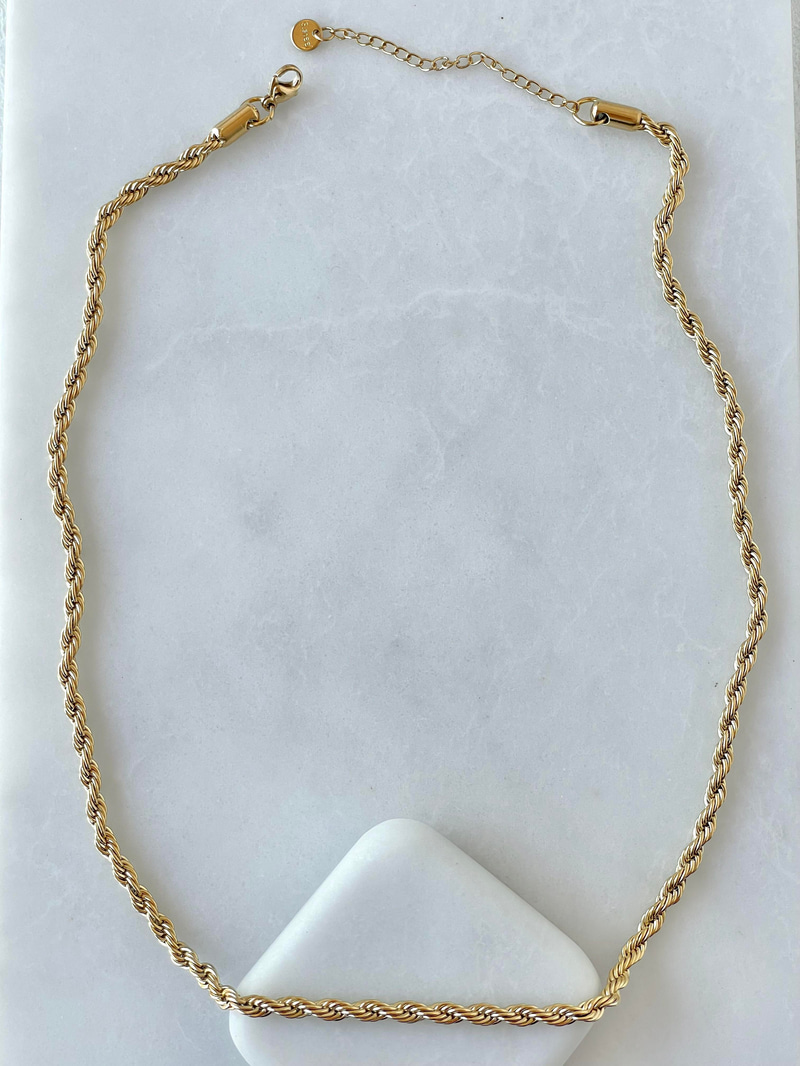 Çelik Burgu Zincir Kolye 50 cm Gold