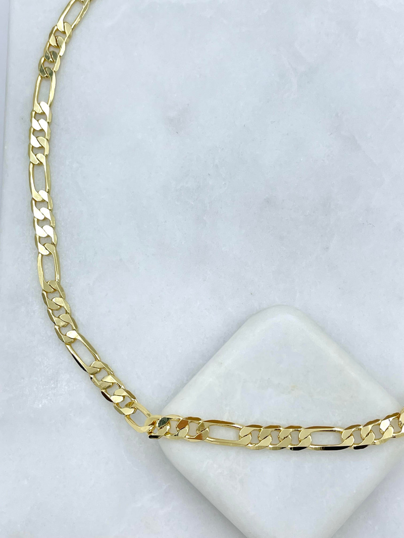 Altın Kaplama Üç Artı Bir Zincir Kolye 45 cm Gold