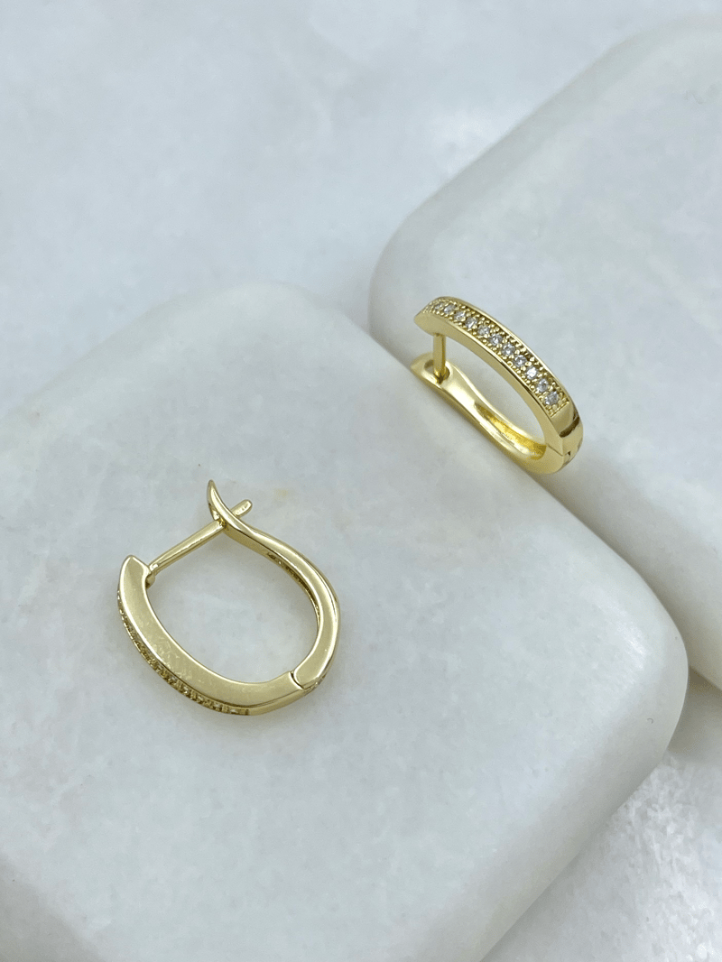 Özel Seri Zirkon Taşlı U Küpe Gold