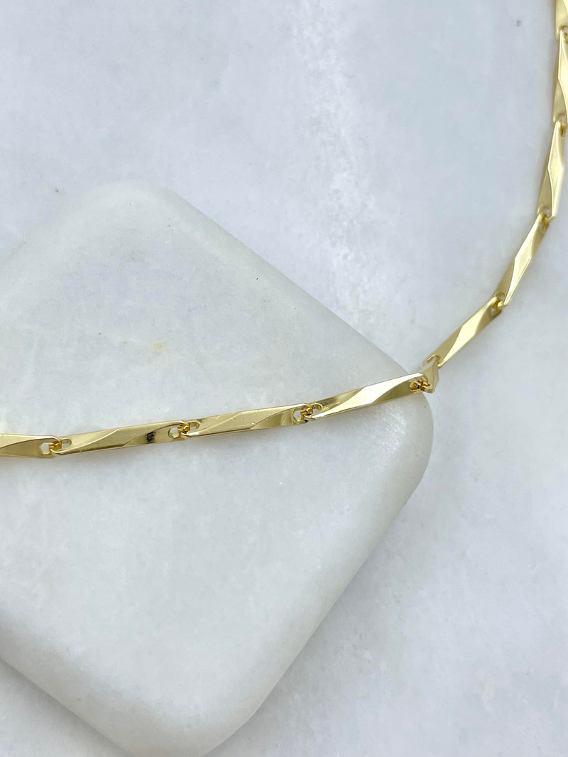 Altın Kaplama Işıltılı Kesim Kolye 50 cm Gold