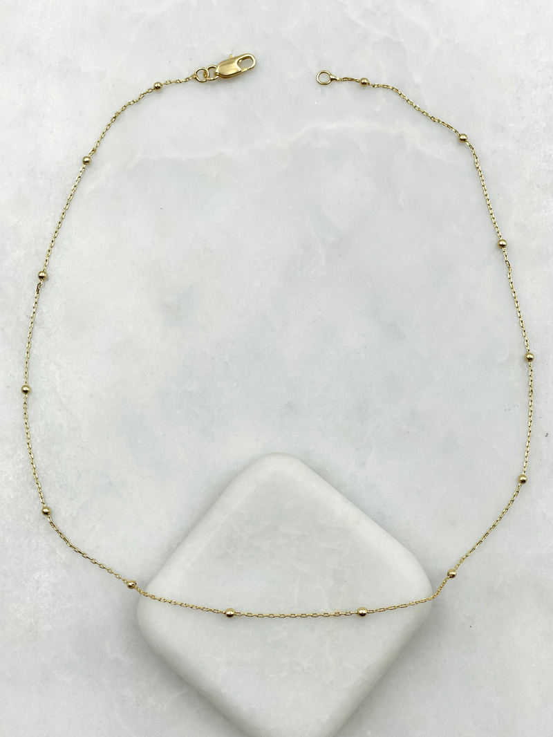 Çelik Minimal Topçuk Kolye 40 cm Gold