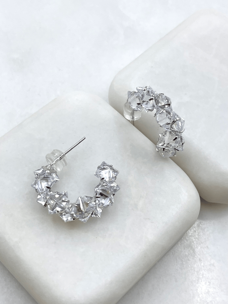 Özel Seri Işıltılı Swarovski Taşlı Küpe Gümüş