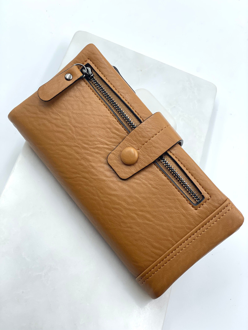Dikiş Detaylı Cüzdan Camel