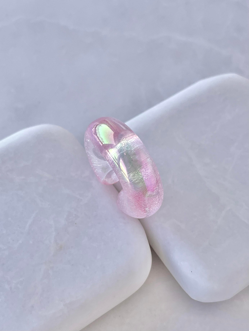 Hologramlı Akrilik Kıkırdak Küpe Toz Pembe