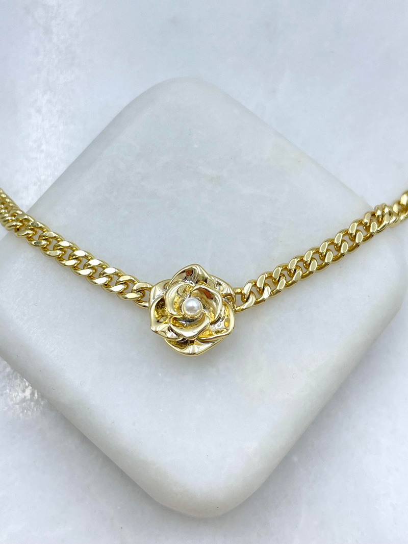 Özel Seri Gül Model Zincir Kolye Gold