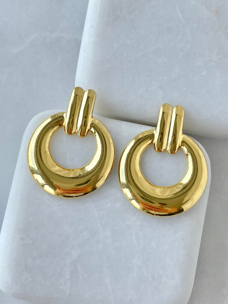 Çelik Daire Küpe Gold