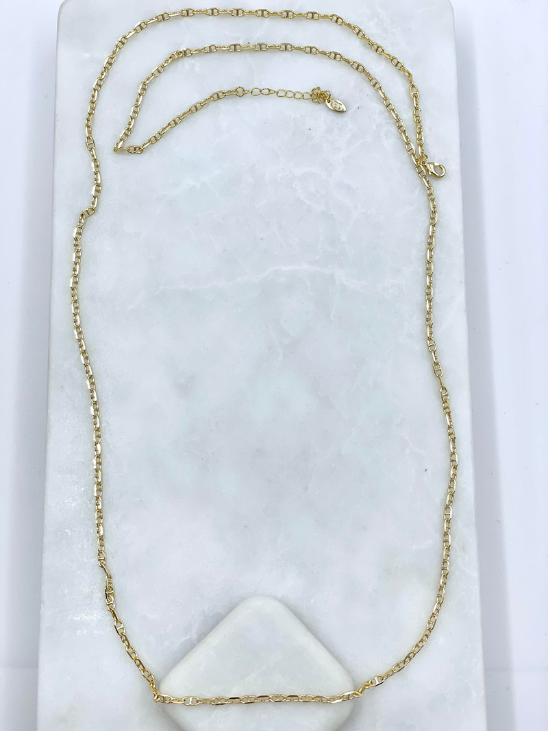 Altın Kaplama C Model Zincir Kolye 90 cm Gold