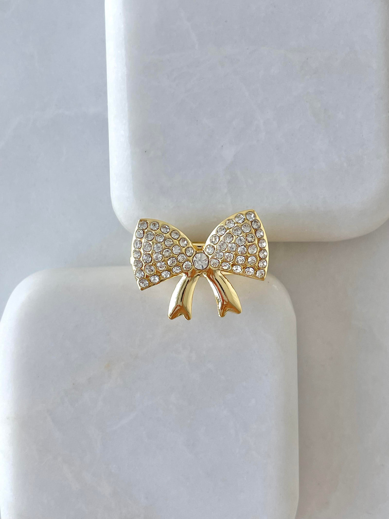 Altın Kaplama Gömme Taşlı Fiyonk Yüzük Gold