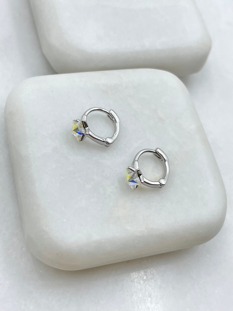 Özel Seri Swarovski Taşlı Yıldız Halka Küpe Gümüş