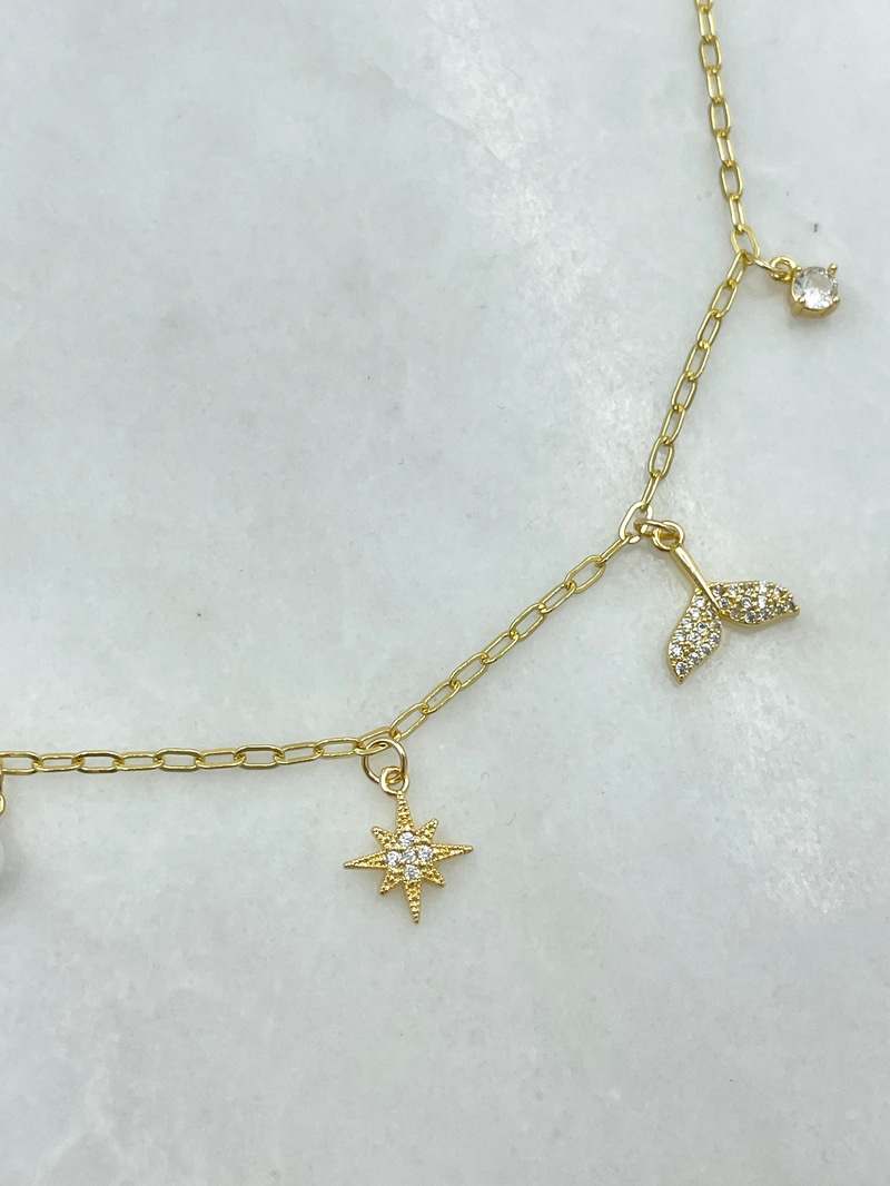 Okyanus Temalı Kolye Gold