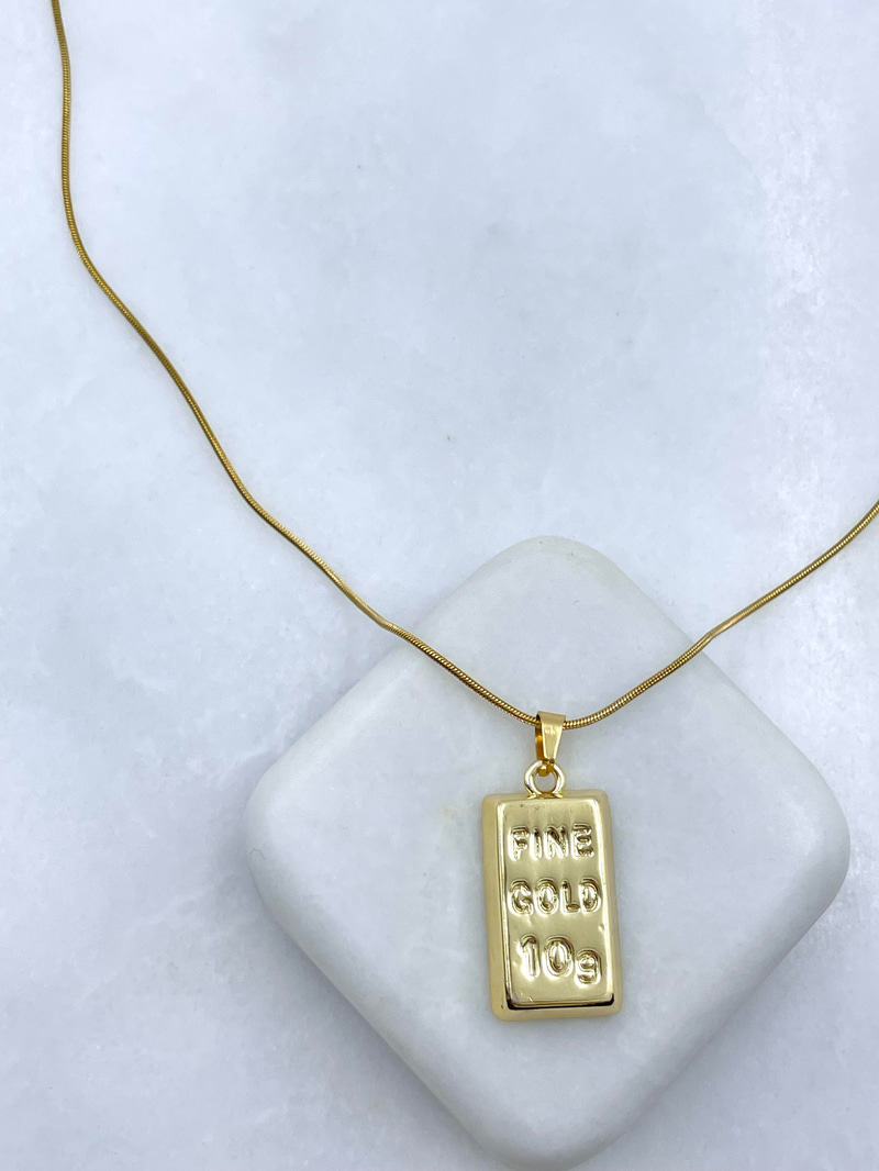 Çelik Büyük Külçe Kolye 45 cm Gold