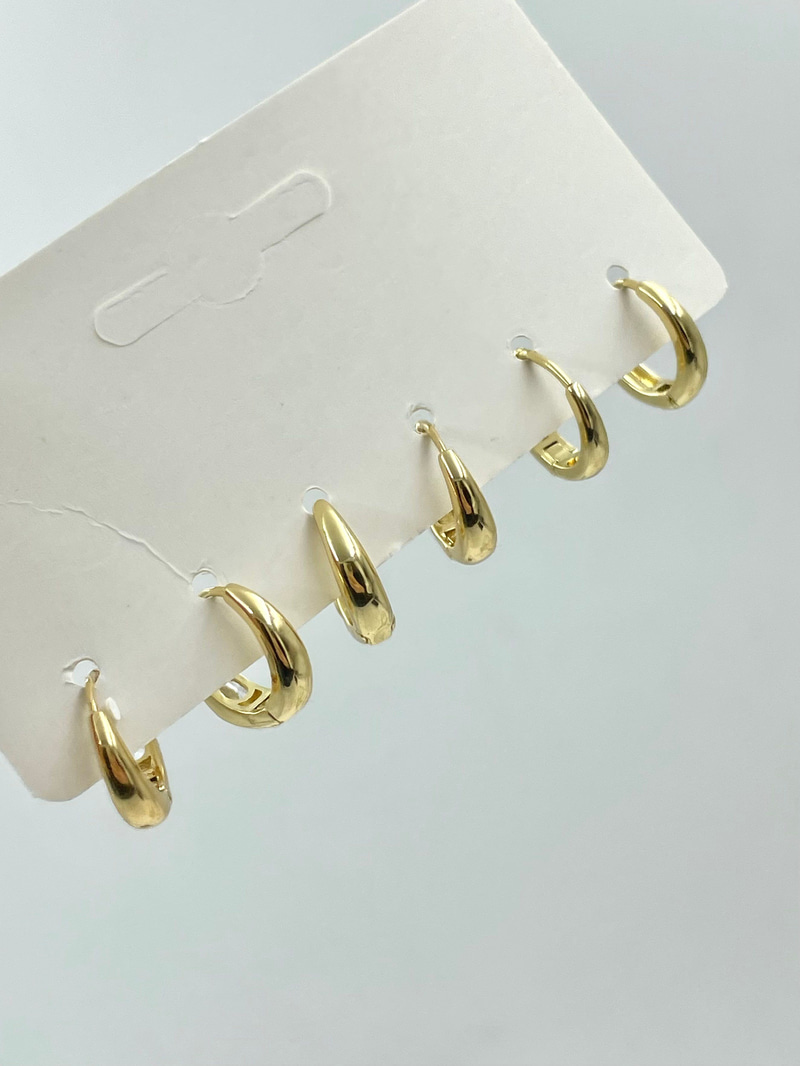 Opal ve Kristal Taşlı Halka Model Altılı Set Küpe Gold