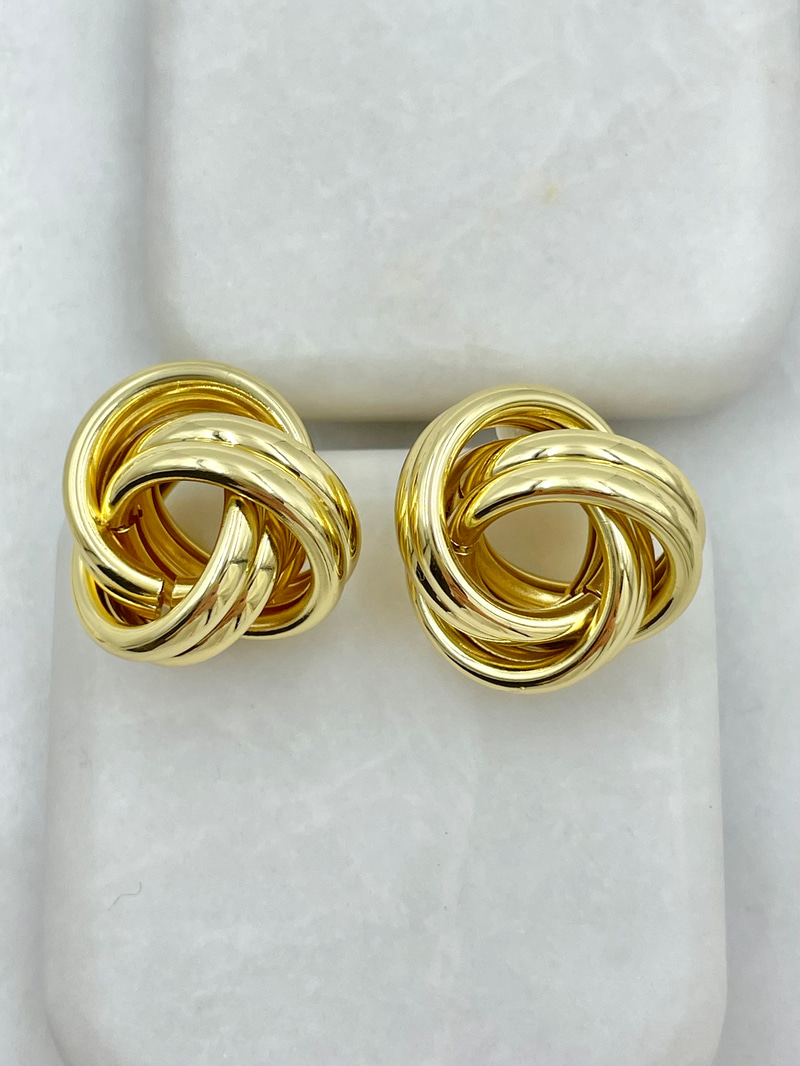 Altın Kaplama Düğüm Küpe 2.2 cm Gold