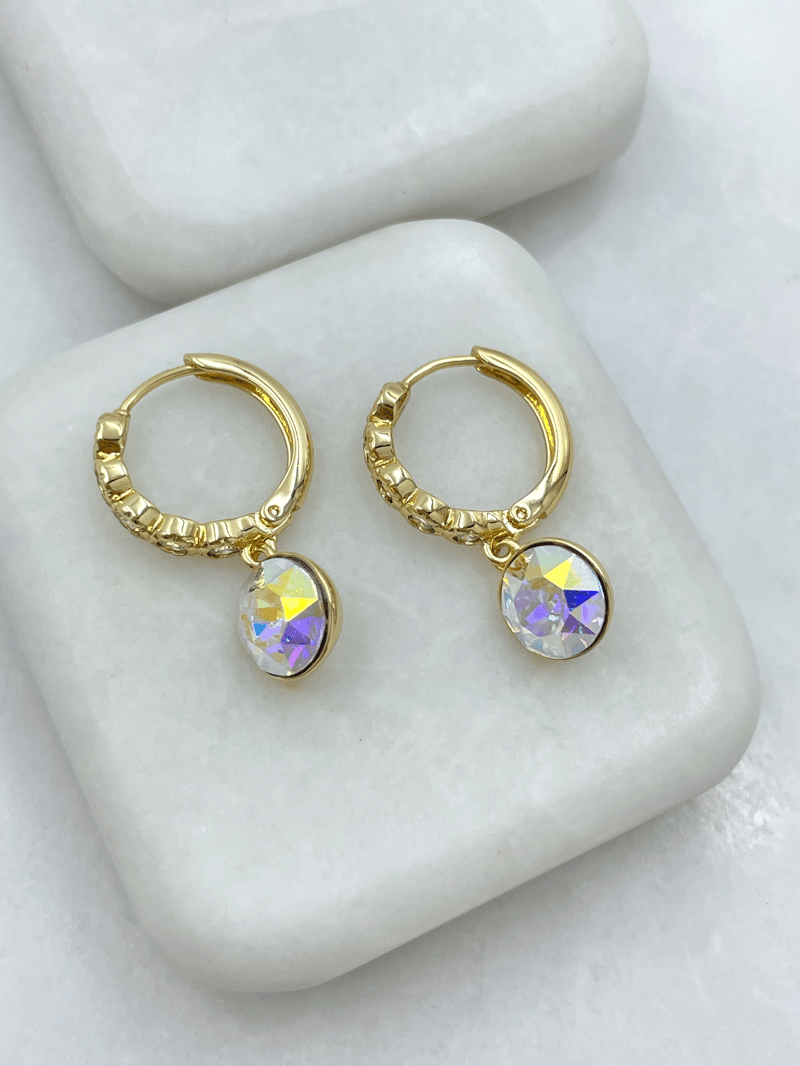 Özel Seri Swarovski Taş Sallantılı Halka Küpe Gold