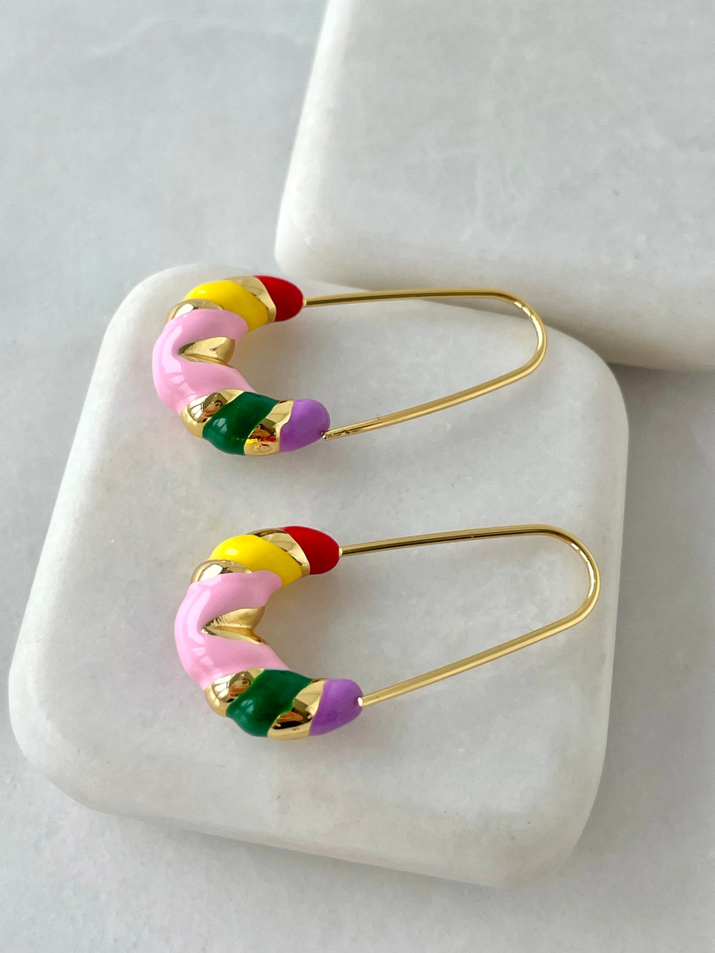 Mineli Renkli Çanta Küpe