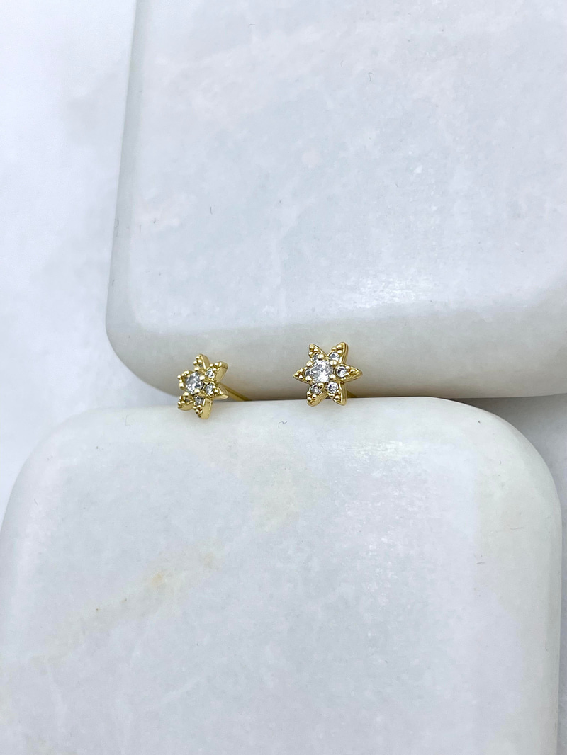 Özel Seri Kristal Taşlı Minimal Yıldız Küpe Gold