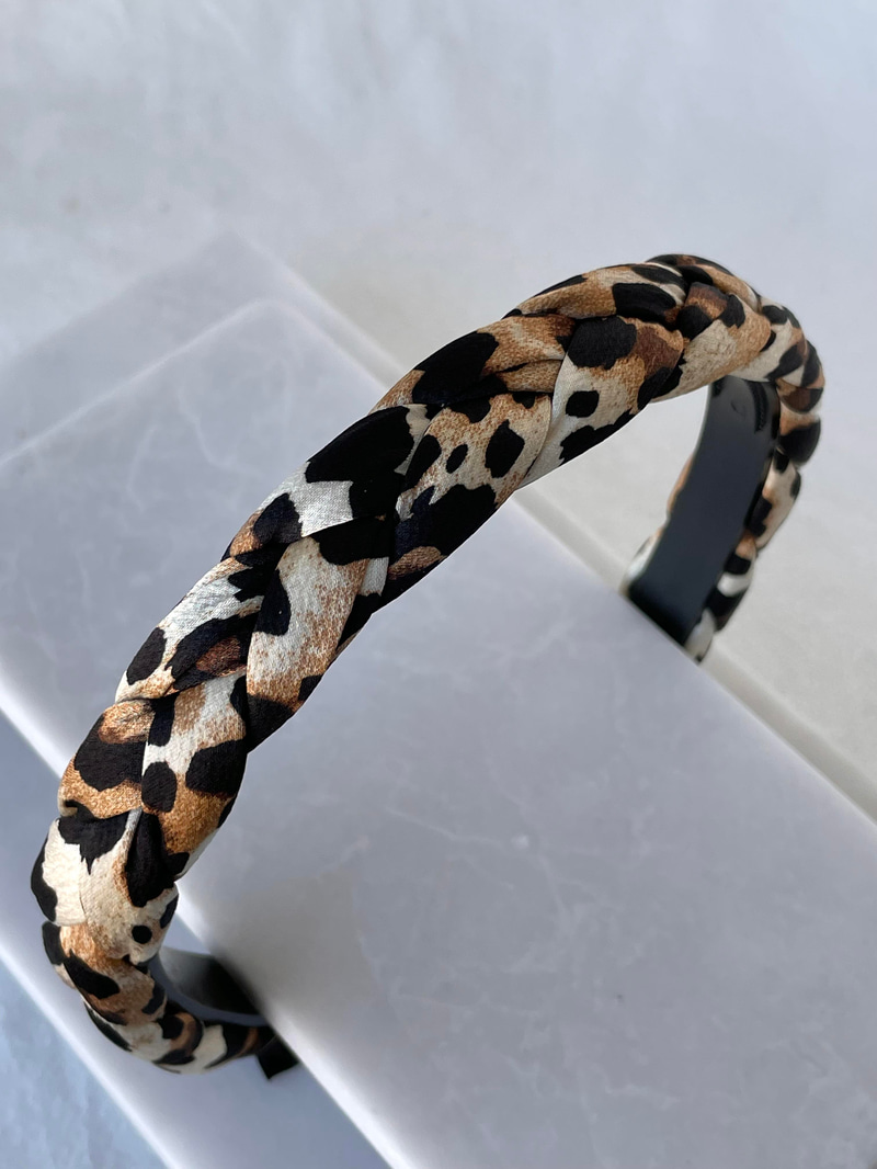 Kumaş Örgü Leopar Taç Açık Kahve