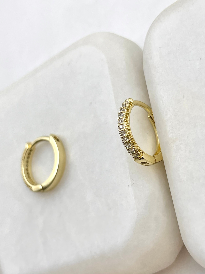 Özel Seri Gömme Taşlı Halka Küpe 1.2 cm Gold