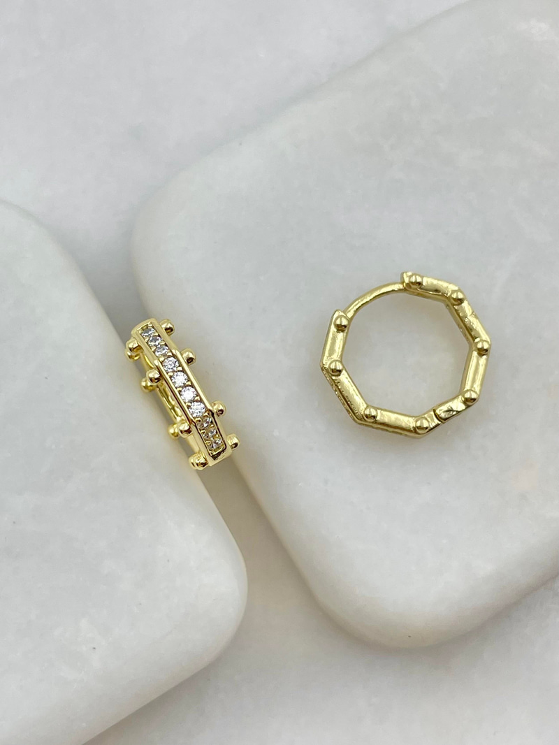 Özel Seri Zirkon Taşlı Tasarım Halka Küpe Gold