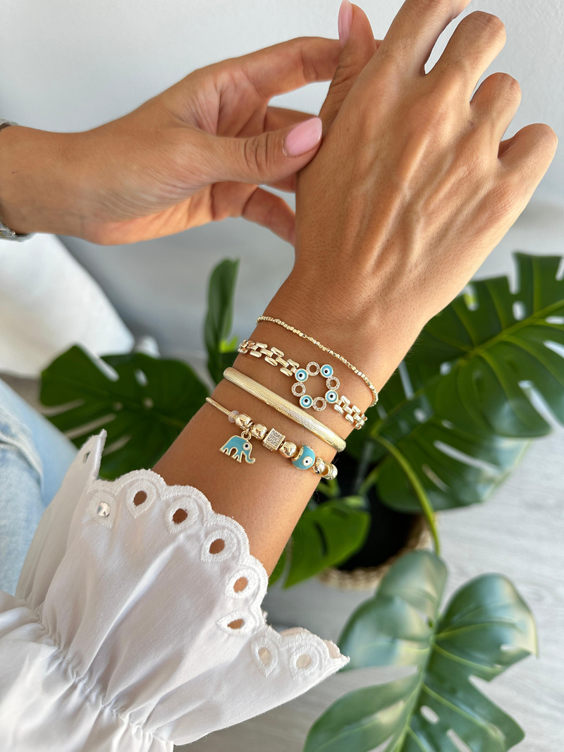 Minik Küp Boncuk Bileklik Gold