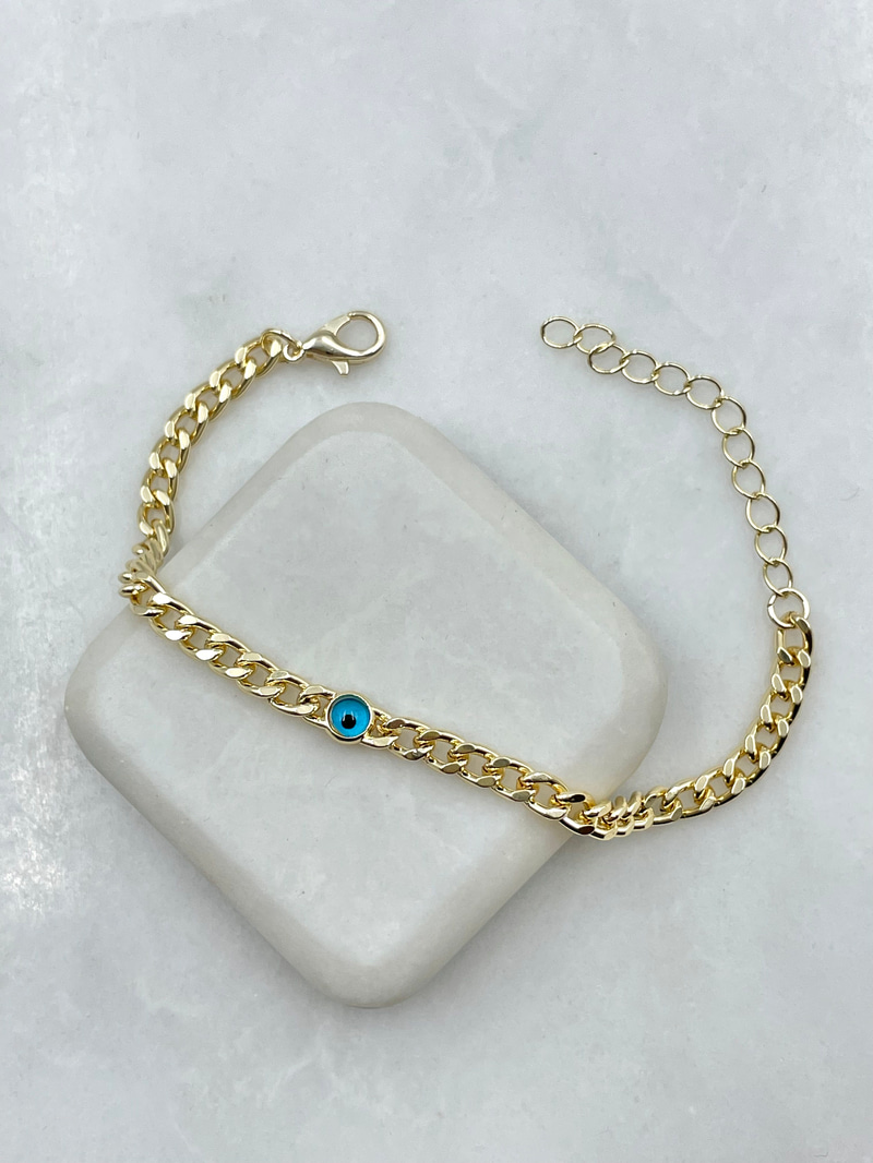 Minimal Nazarlı Zincir Bileklik Gold
