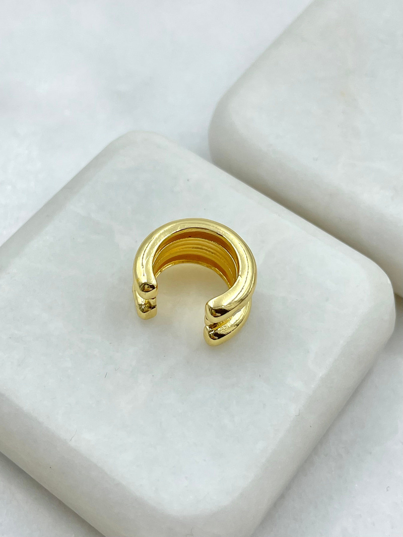 Üçlü Bombe Kıkırdak Küpe Gold