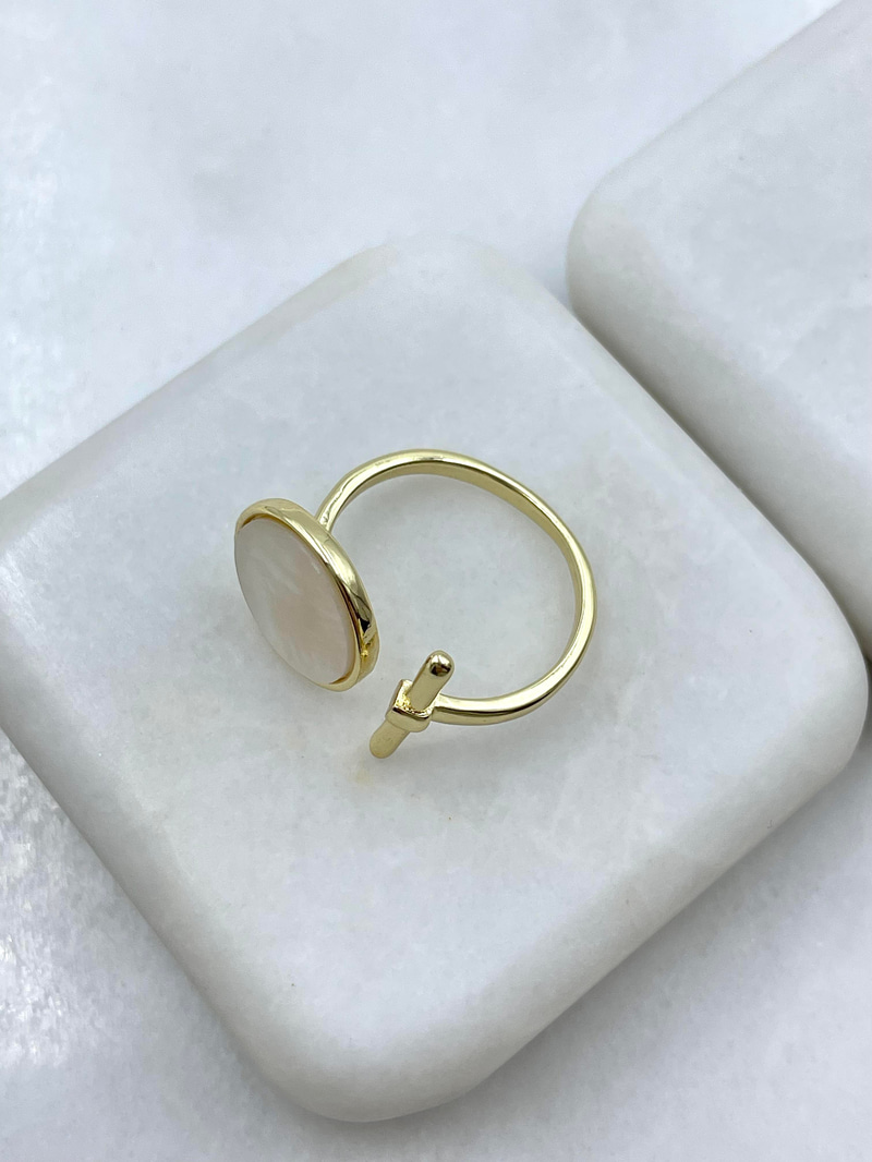 Altın Kaplama Sedefli Daire ve Sütun Model Yüzük Gold