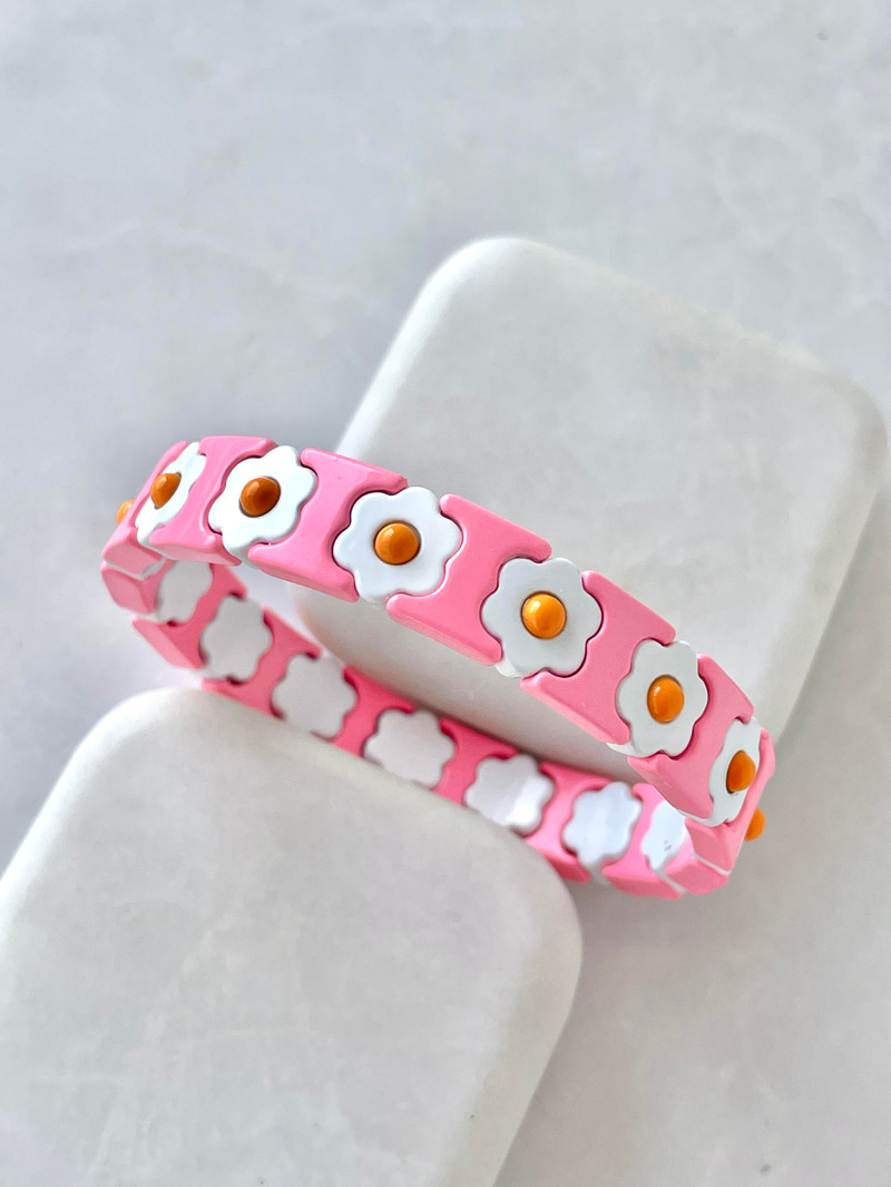 Papatya Model Porselen Bileklik Pembe