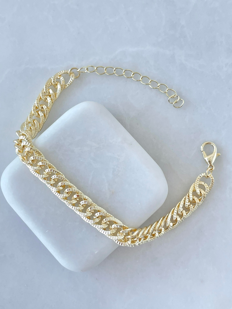 Işıltılı Ezme Zincir Bileklik Gold